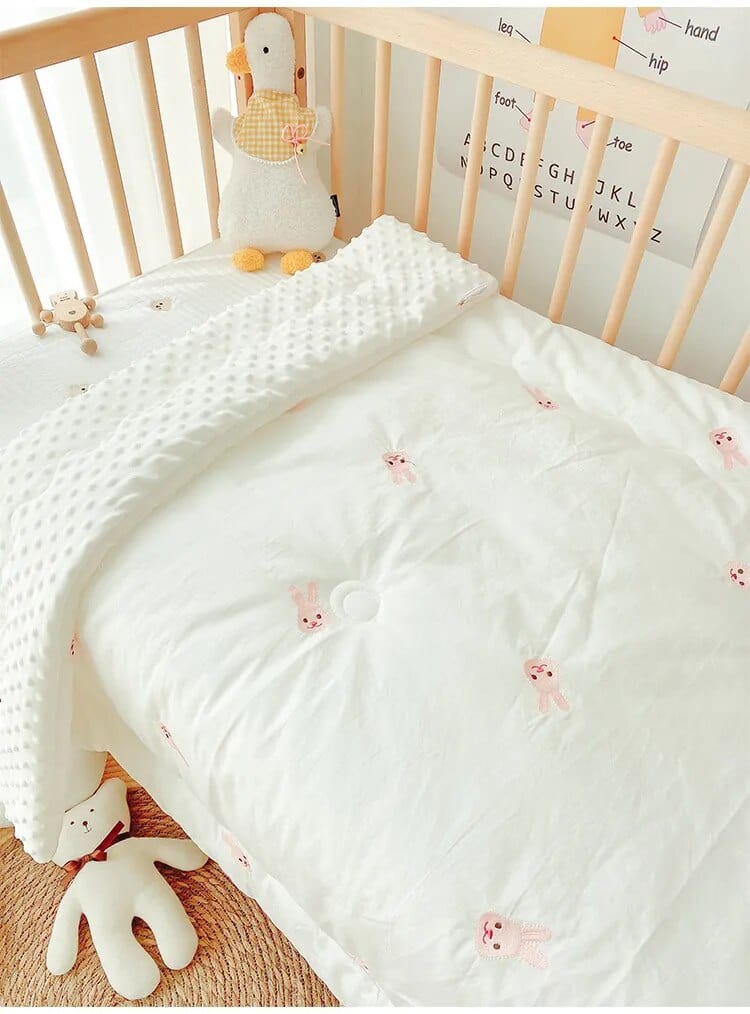 babies blanket pink bunny / 100X120cm thin core Super-Soft Embroidered Children's Comforter -The Palm Beach Baby