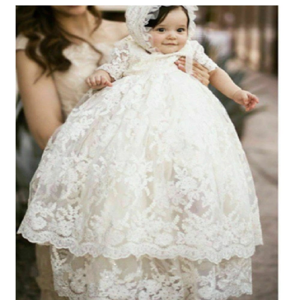 baptism dress Ivory / 24M / CN "Charlotte" Lace Baptism Christening Gown 2 PC Set -The Palm Beach Baby
