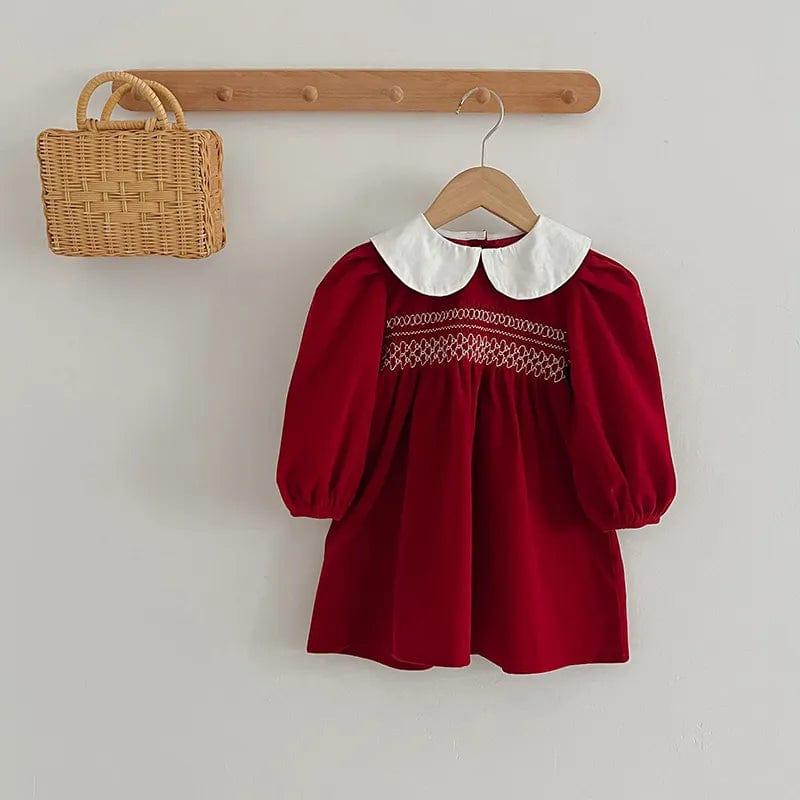 babies and kids Clothing A6057-dress / 24M(90) "Olivia" Little Girl's Red Dress -The Palm Beach Baby