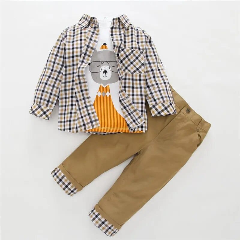babies and kids Clothing "David" 3 PC Boy's Casual Khaki Pant Set -The Palm Beach Baby