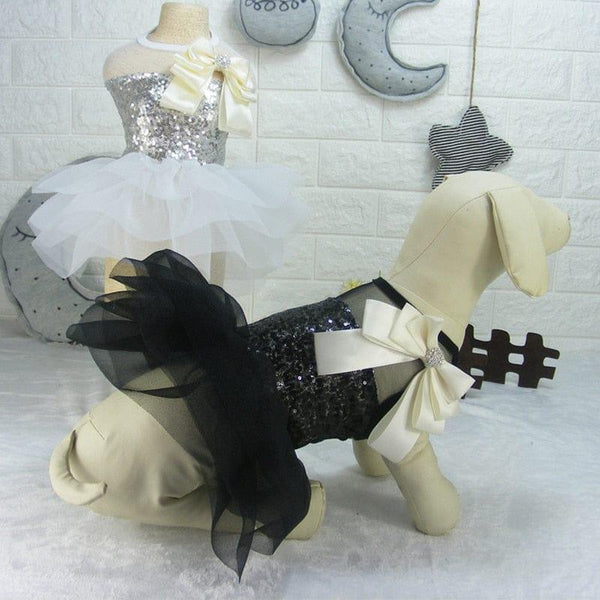 DIVA Pet: "Vana" Sequined Pet Tutu Dress - White Tulle - The Palm Beach Baby