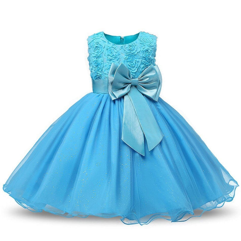 baby and kids apparel ET1808 / 110(3T) "Cara-Ann" Tulle Lace Dress With Bow -The Palm Beach Baby