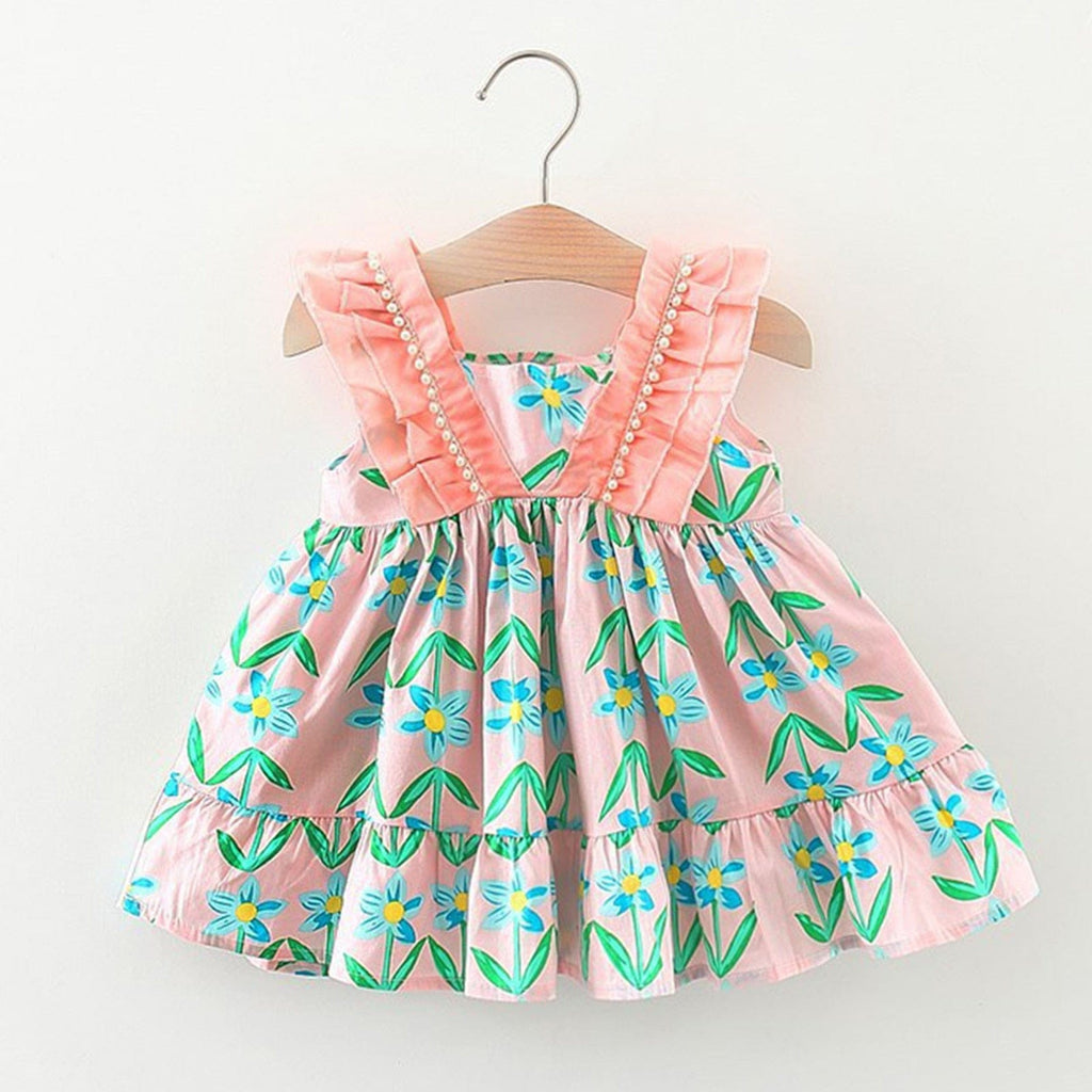 babies and kids Clothing "Summer Flowers" Little Girl's Summer Print Dress -The Palm Beach Baby