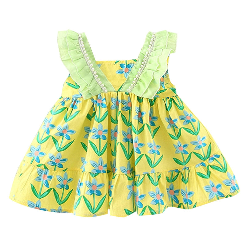 babies and kids Clothing "Summer Flowers" Little Girl's Summer Print Dress -The Palm Beach Baby