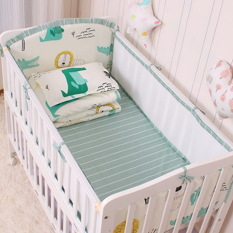 kids and babies 5 PC Set Baby Crib Bedding Set - Blue Dinosaur -The Palm Beach Baby