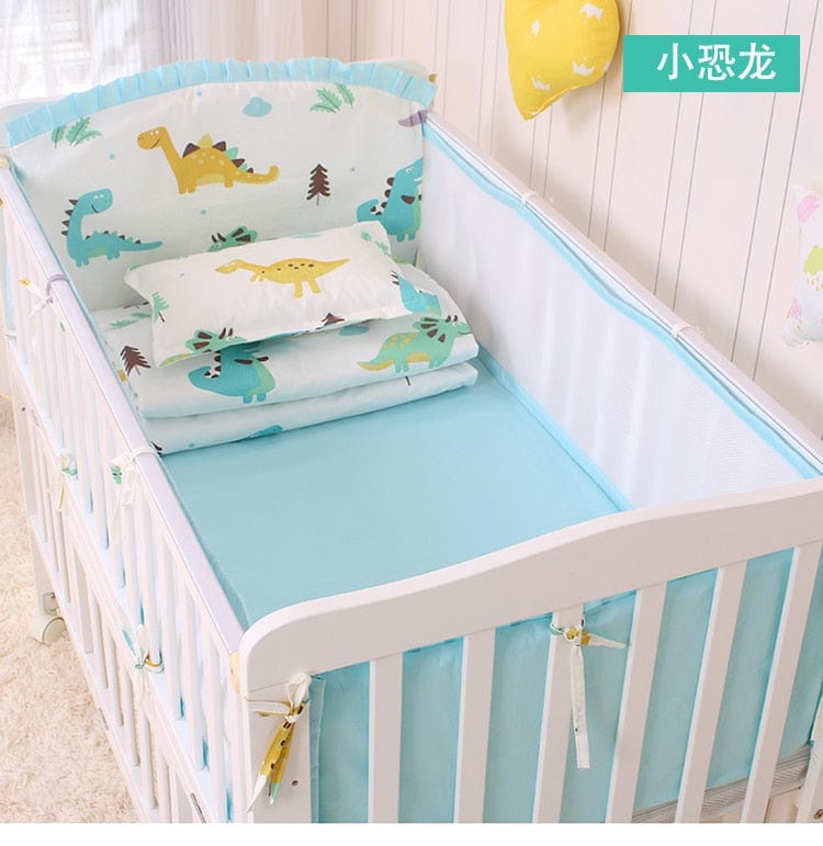 kids and babies Blue Dinosaur / 120 cm X 70 cm 5 PC Set Baby Crib Bedding Set - Blue Dinosaur -The Palm Beach Baby