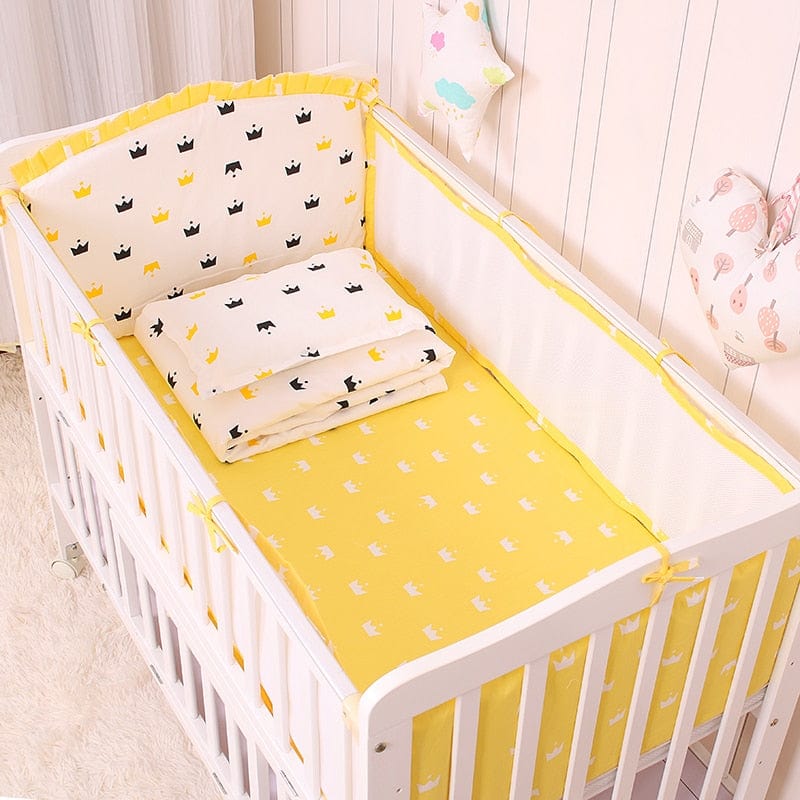 kids and babies CROWN YELLOW / 120 cm X 70 cm 5 PC Set Baby Crib Bedding Sets - Crown Yellow -The Palm Beach Baby