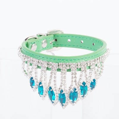 pet accessory Green / XS DIVA Pet - Princess Crystal Necklace Collar -The Palm Beach Baby