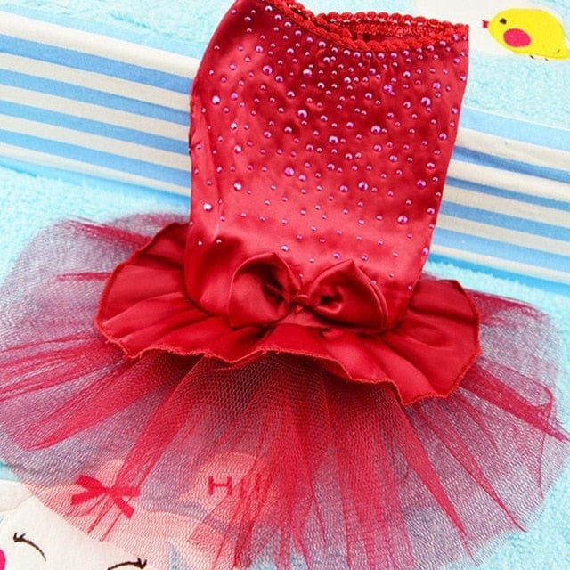 pet clothes dark red / XS "Princess Sweet" Rhinestome Party Dress -The Palm Beach Baby