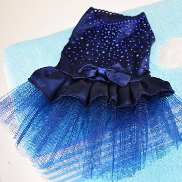 pet clothes navy blue / XS "Princess Sweet" Rhinestome Party Dress -The Palm Beach Baby