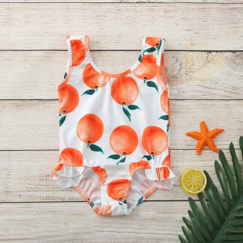 BRIEF MINI MACHA little girl's orange pineapple tied swimsuit
