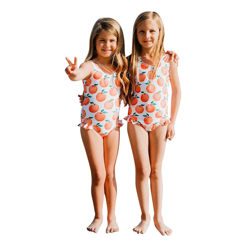 kids and babies "Little Miss Peach" Printed 1 PC Swimsuit -The Palm Beach Baby
