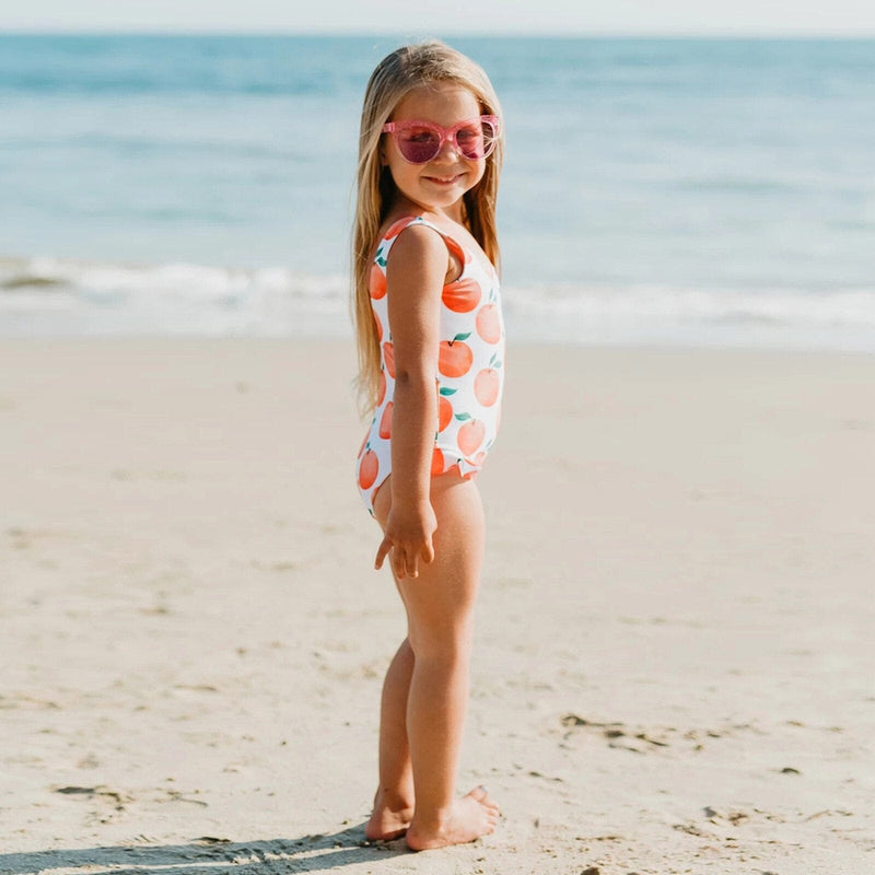 kids and babies "Little Miss Peach" Printed 1 PC Swimsuit -The Palm Beach Baby