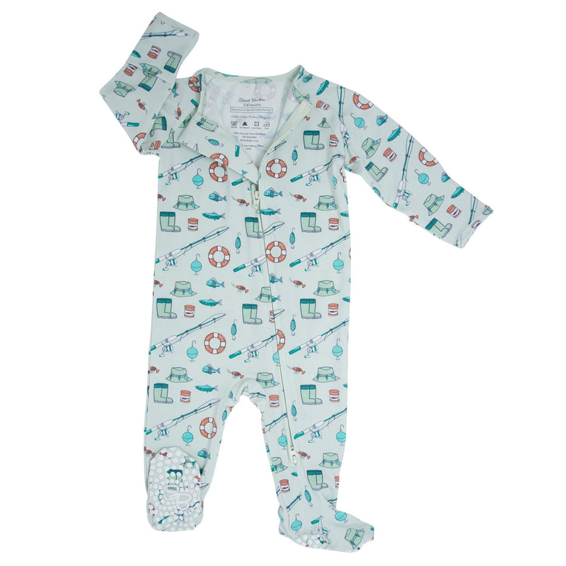 Fishing Poles Baby Zippered Footie - The Palm Beach Baby Sweet Bamboo