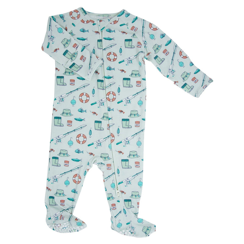 Fishing Poles Baby Zippered Footie - The Palm Beach Baby Sweet Bamboo