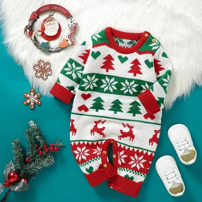 Knitted Christmas Baby Romper Festive Holiday Outfit - The Palm Beach Baby