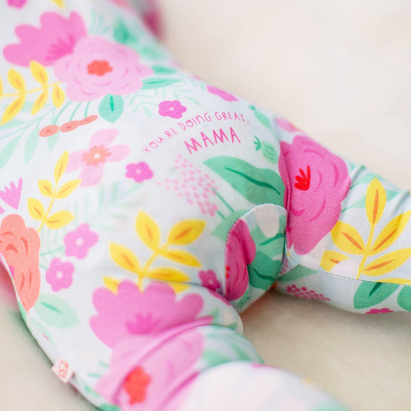 Raising Mama Floral Baby Footie Pajamas with Headband - The Palm Beach Baby