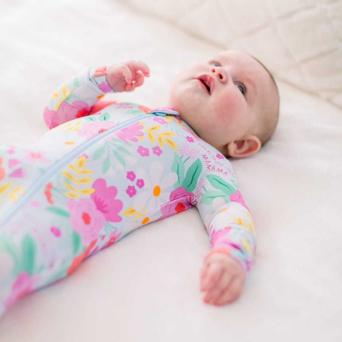 Raising Mama Floral Baby Footie Pajamas with Headband - The Palm Beach Baby