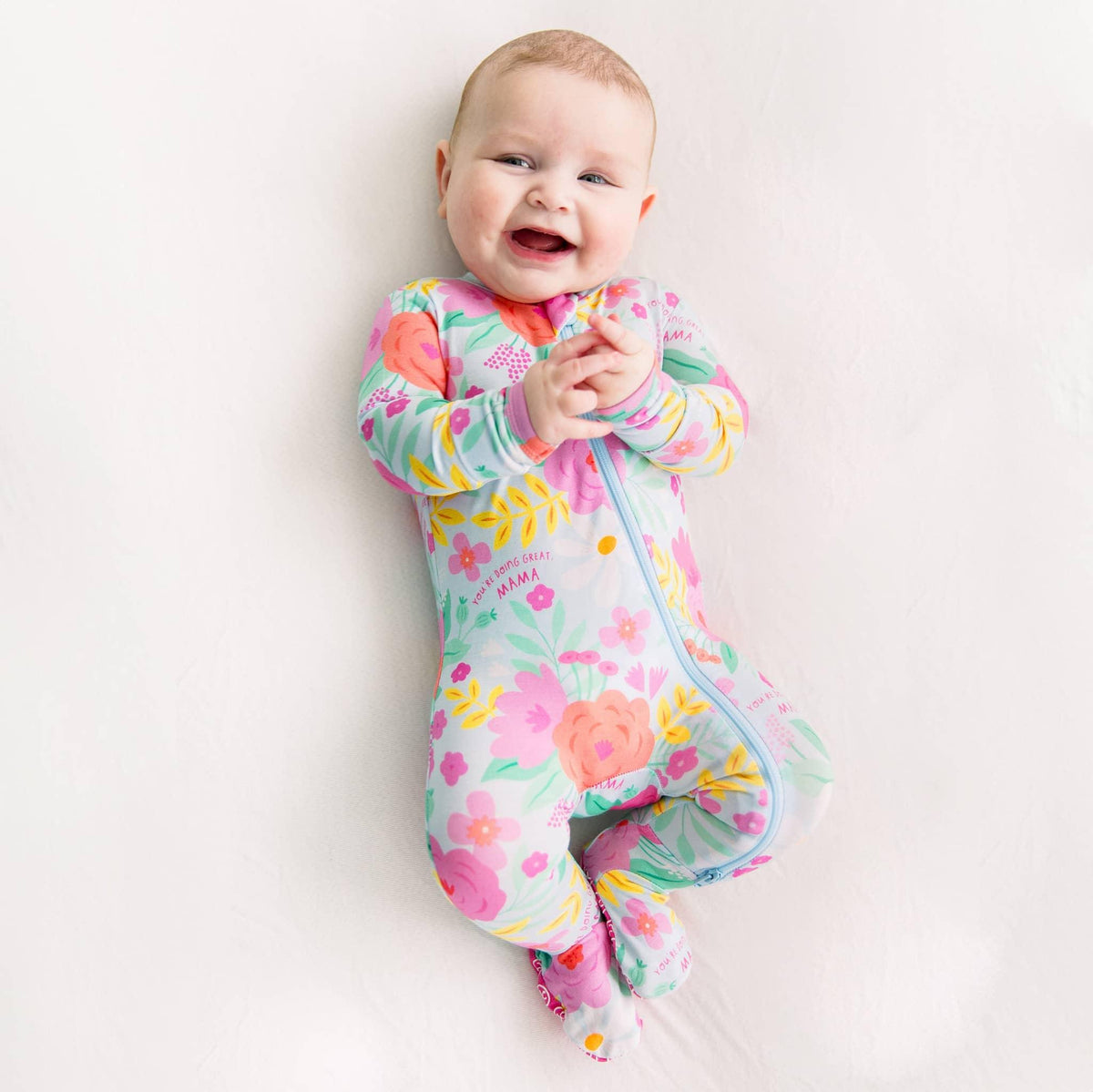 Raising Mama Floral Baby Footie Pajamas with Headband - The Palm Beach Baby