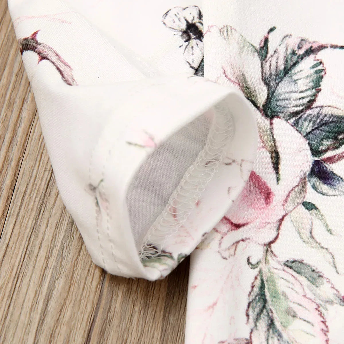 floral baby romper pink rose soft cotton fabric with long sleeve for infants