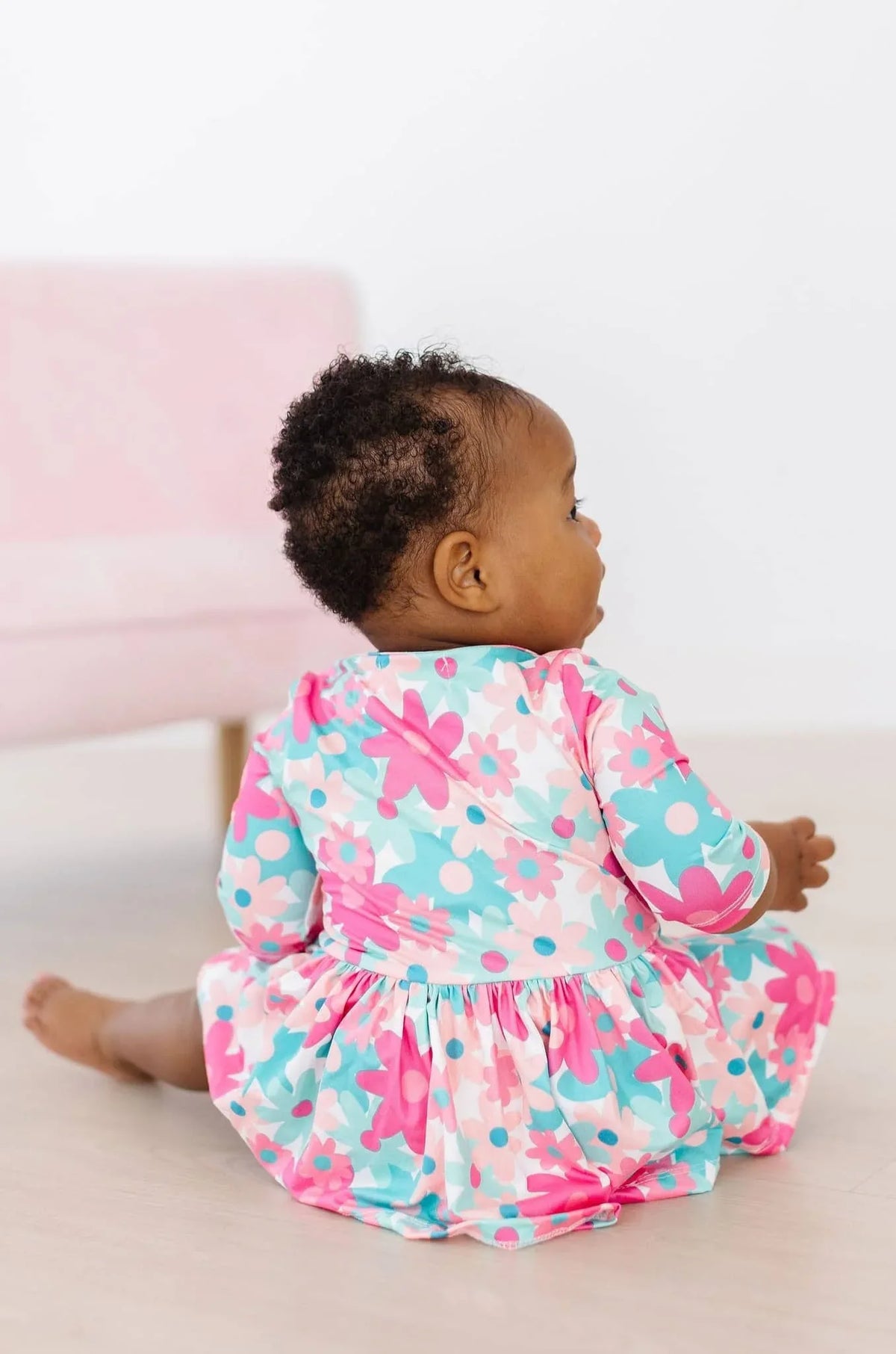 Petal Perfection Floral Toddler Twirl Bodysuit 3/4 Sleeve - The Palm Beach Baby