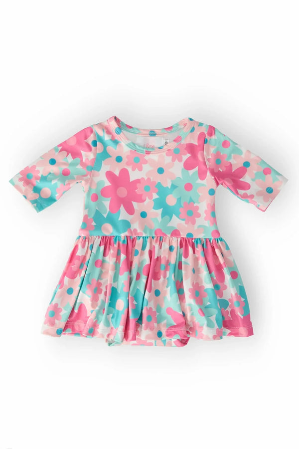 Petal Perfection Floral Toddler Twirl Bodysuit 3/4 Sleeve - The Palm Beach Baby