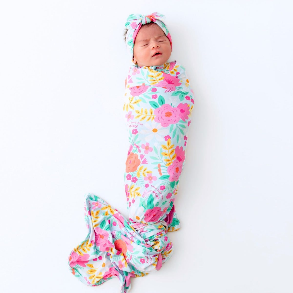 Baby Swaddle Wrap – Flower Power Soft Bamboo Blend featuring a floral design, perfect for keeping your baby cozy.