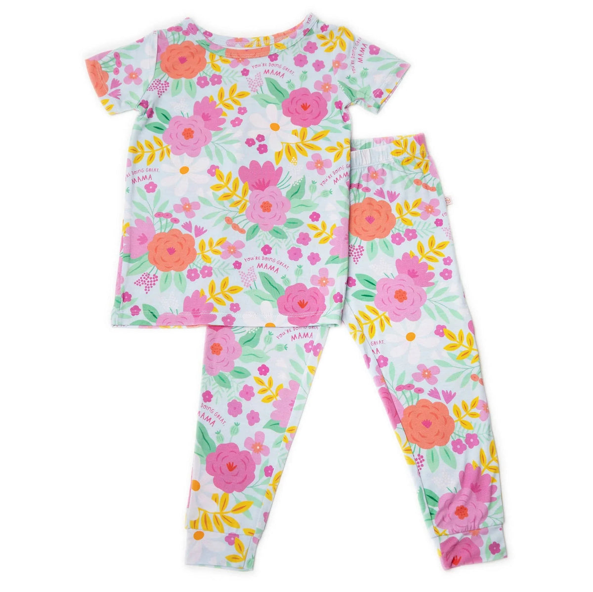 Raising Mama Flower Print Toddler Pajama Set - Cute & Comfy - The Palm Beach Baby