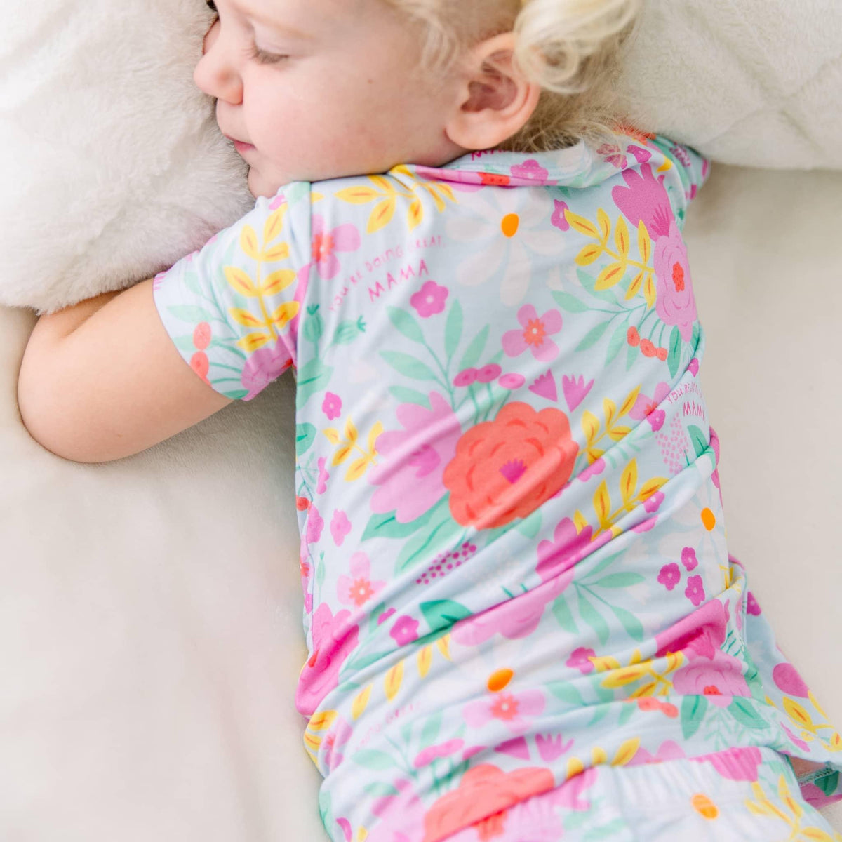 Raising Mama Flower Print Toddler Pajama Set - Cute & Comfy - The Palm Beach Baby