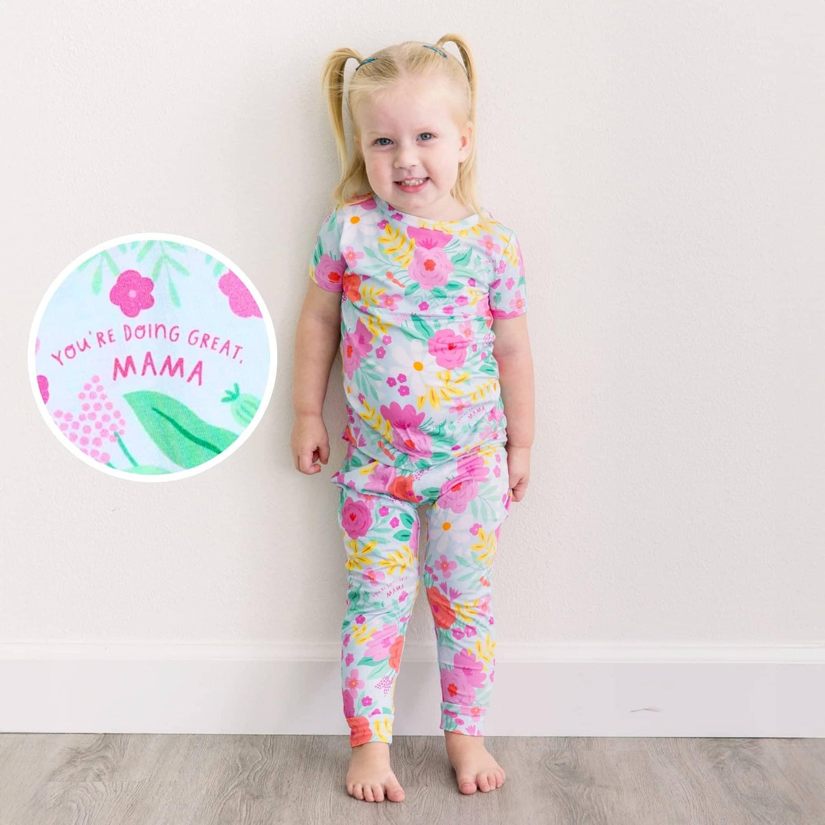 Raising Mama Flower Print Toddler Pajama Set - Cute & Comfy - The Palm Beach Baby
