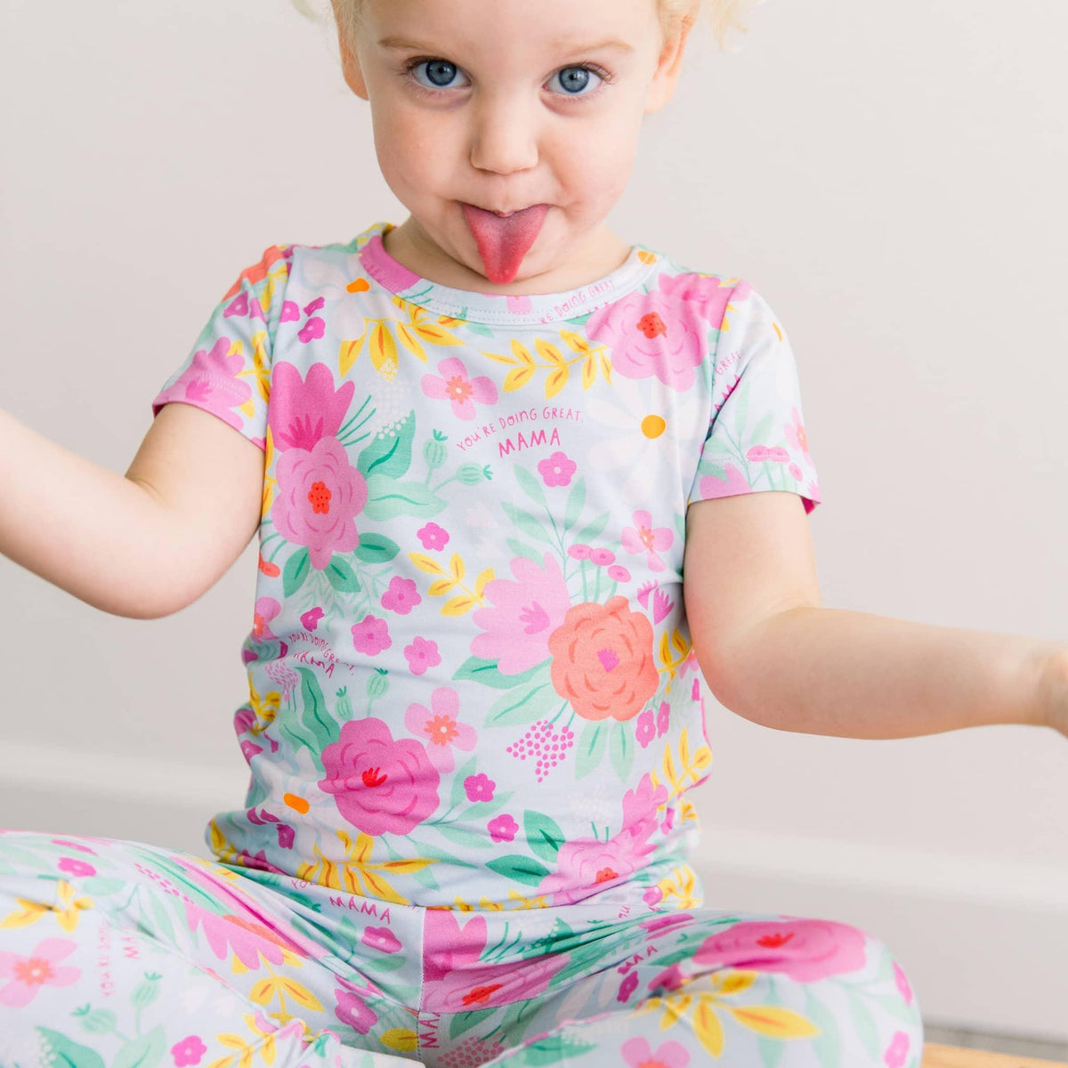 Raising Mama Flower Print Toddler Pajama Set - Cute & Comfy - The Palm Beach Baby