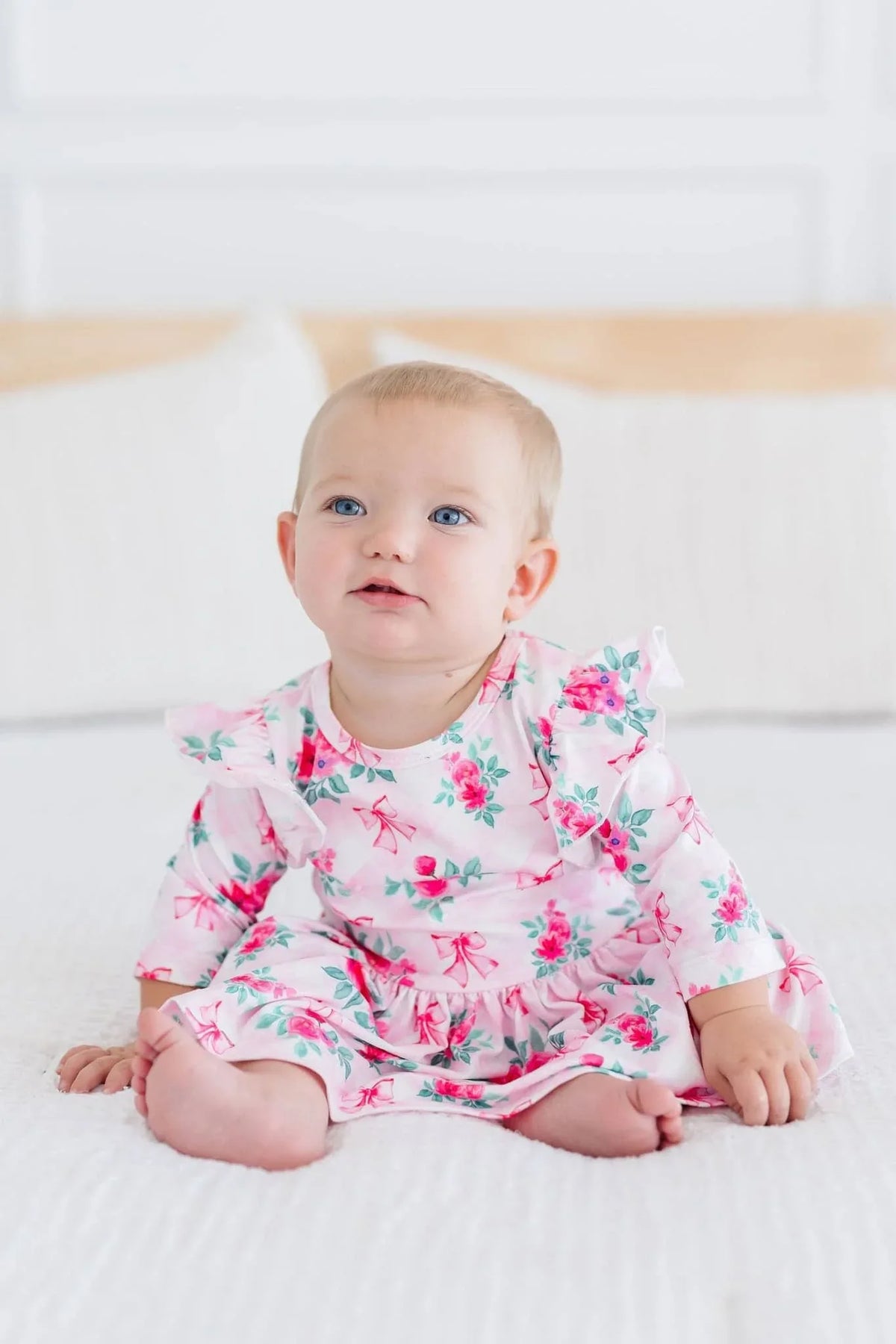 Gingham Bow Flutter Sleeve Bodysuit - The Palm Beach Baby
