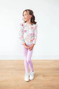 toddler girls floral print ruffle tee long sleeve in pastel colors