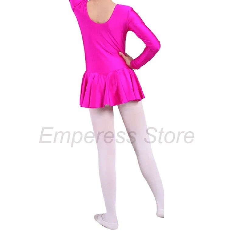 Girls bright pink ballerina tutu dress with long sleeves for kids