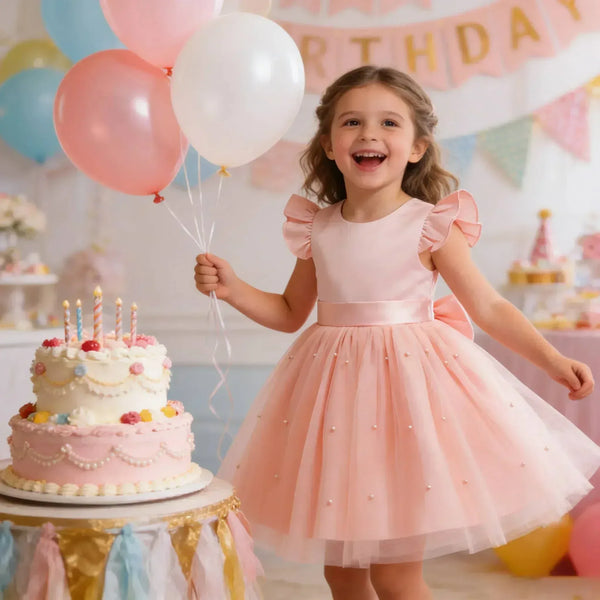 'Emmerson' Girls Beaded Party Dress - Special Occasion Toddler Dress - The Palm Beach Baby