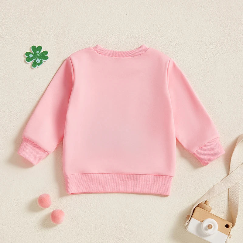 Pink girls bow clover sweatshirt made of soft cotton blend fabric for kids