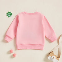 Pink girls bow clover sweatshirt made of soft cotton blend fabric for kids