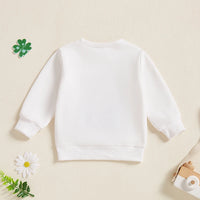 White cotton girls bow clover sweatshirt with long sleeves for kids