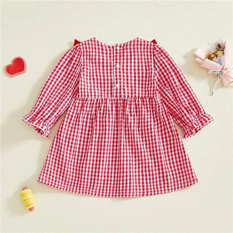 Cara Ceour Girls Checked A-Line Dress - Red Gingham Valentine Style - The Palm Beach Baby