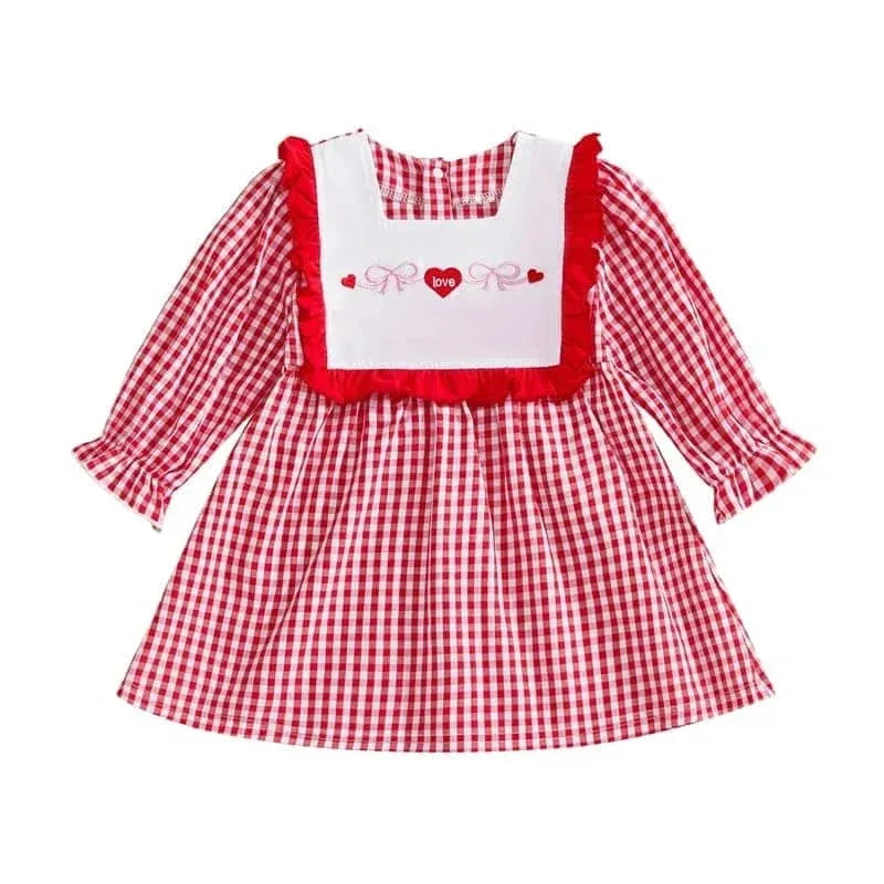 Cara Ceour Girls Checked A-Line Dress - Red Gingham Valentine Style - The Palm Beach Baby
