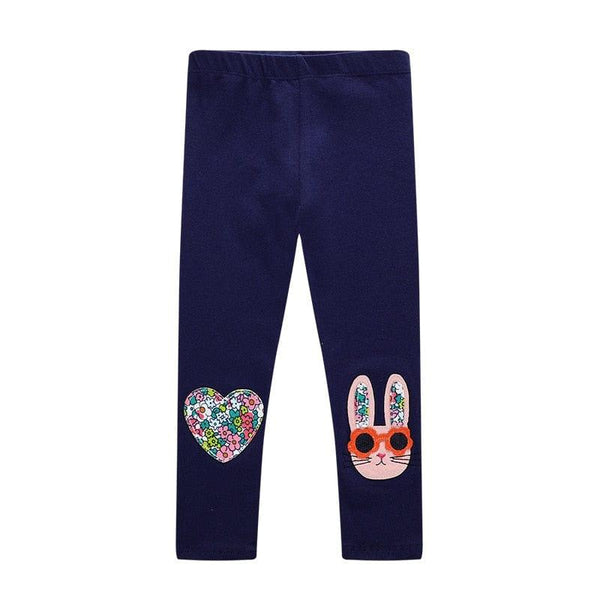 Girls navy cotton leggings bunny heart applique size toddler