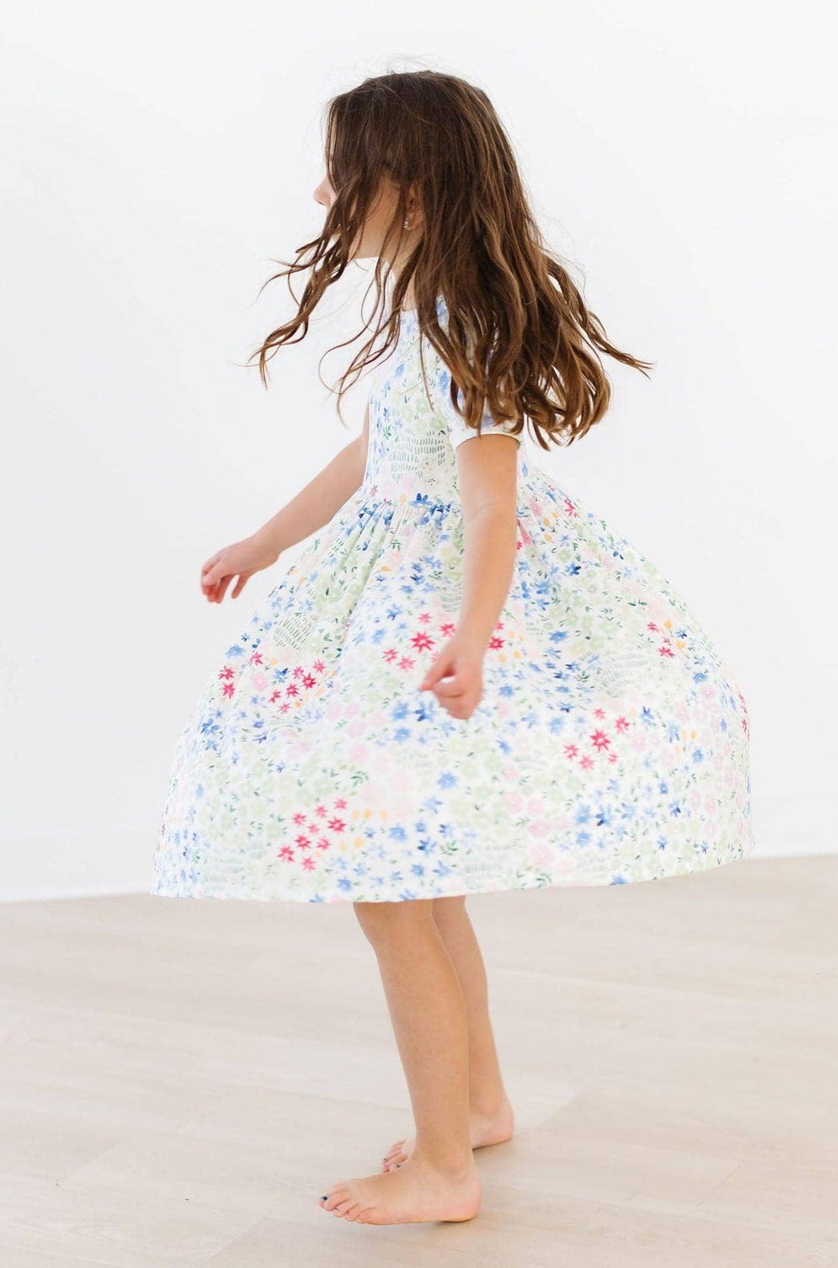 Sunshine Meadow Girls Floral Twirl Dress S/S Pocket - The Palm Beach Baby