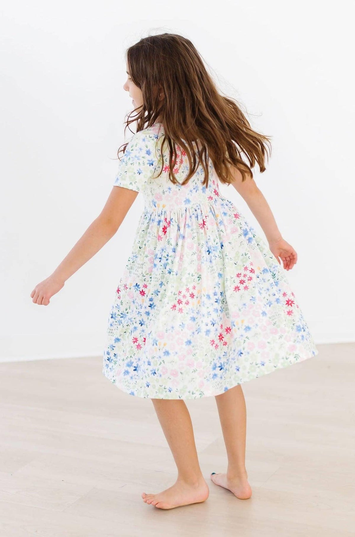 Sunshine Meadow Girls Floral Twirl Dress S/S Pocket - The Palm Beach Baby
