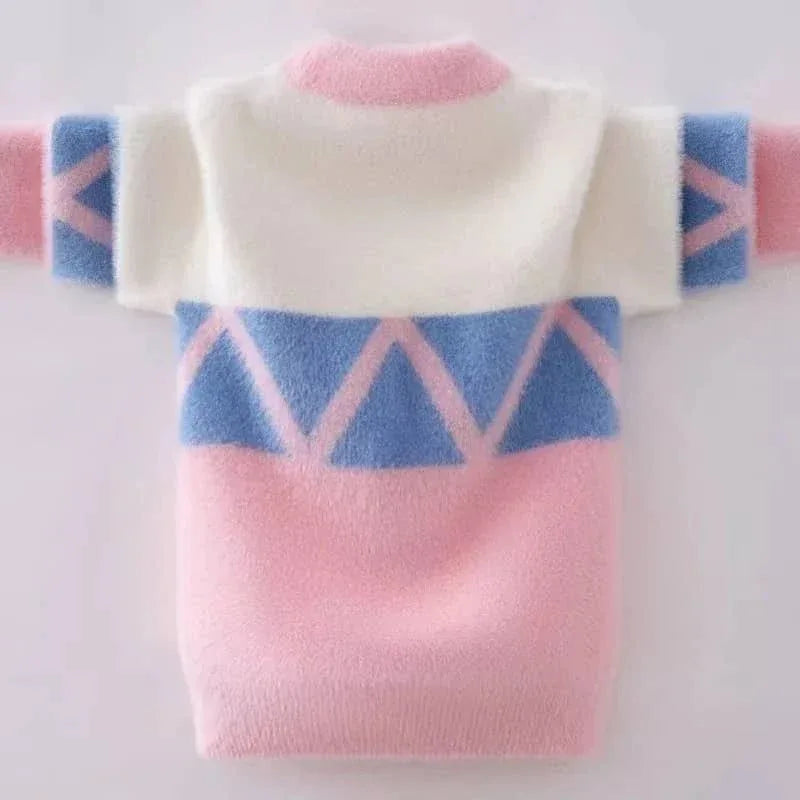 Girls Geometric Pullover Sweater Soft Warm Knit - The Palm Beach Baby