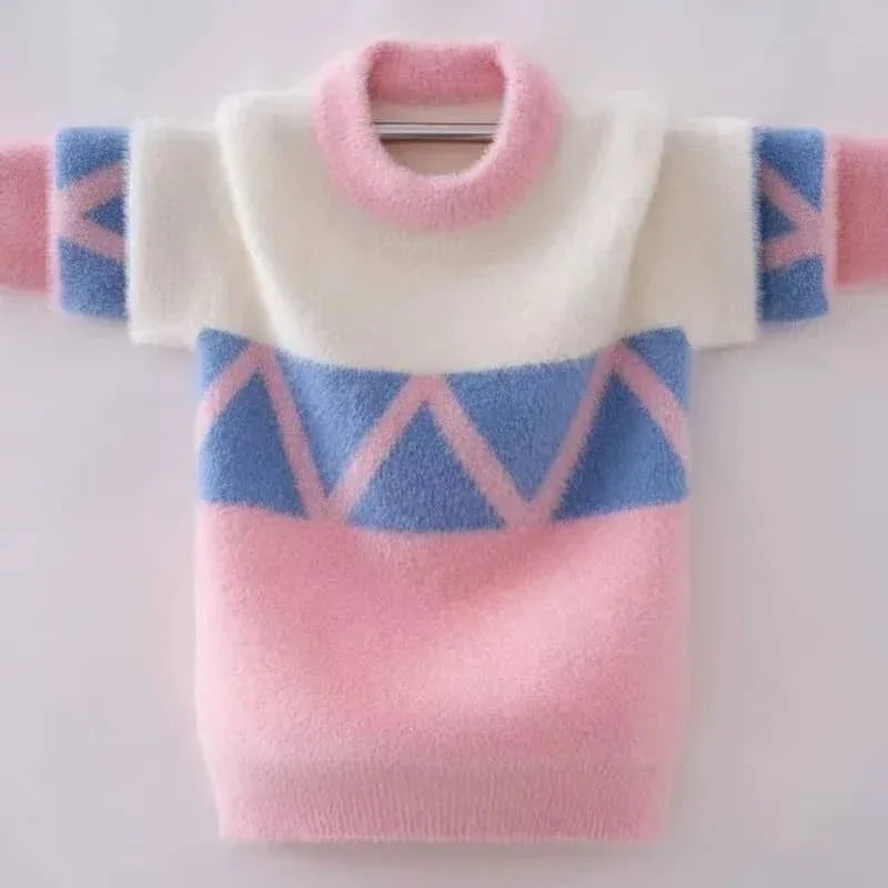 Girls Geometric Pullover Sweater Soft Warm Knit - The Palm Beach Baby