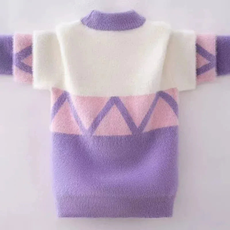 Girls Geometric Pullover Sweater Soft Warm Knit - The Palm Beach Baby