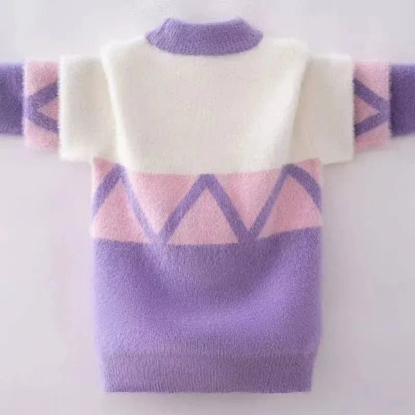 Girls Geometric Pullover Sweater Soft Warm Knit - The Palm Beach Baby