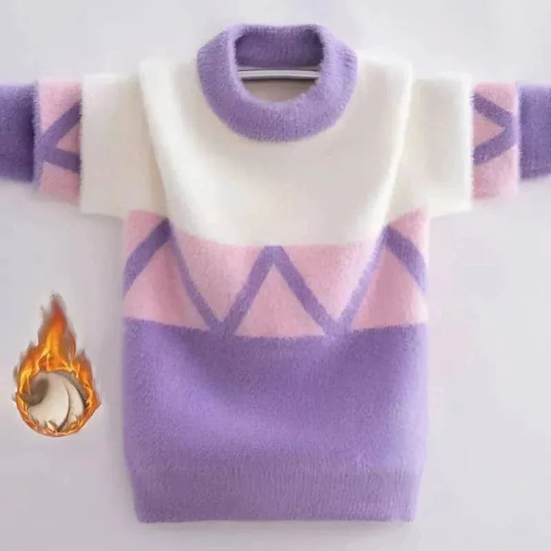 Girls Geometric Pullover Sweater Soft Warm Knit - The Palm Beach Baby