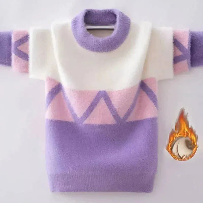 Girls Geometric Pullover Sweater Soft Warm Knit - The Palm Beach Baby