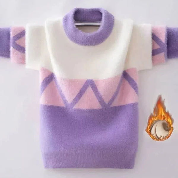 Girls Geometric Pullover Sweater Soft Warm Knit - The Palm Beach Baby